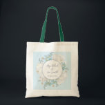 Tulip Blue Floral Wedding Tote Bag<br><div class="desc">This design features a beautiful illustration of tulips in full bloom,  surrounded by delicate greenery and a soft blue background. Whether you're planning a spring wedding,  a garden wedding,  or simply love the beauty of tulips,  this design is sure to delight and impress your guests.</div>
