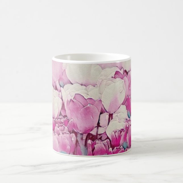 Tulip Blush Watercolor Flowers Coffee Mug (Center)