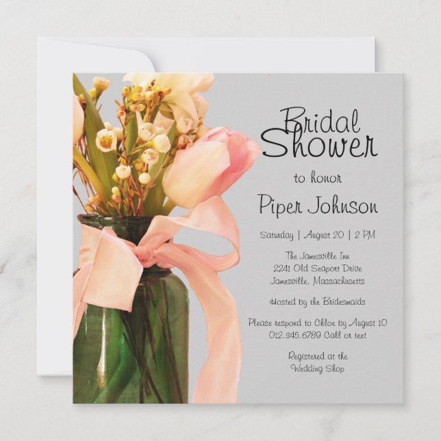 Tulip Boho Chic Spring Bridal Shower Invitations (Front)