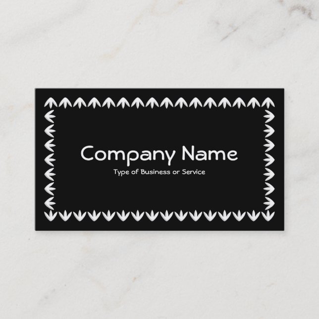Tulip Border 3d - White on Black Business Card (Front)