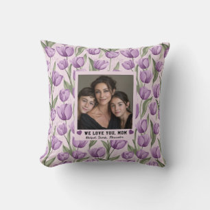 Tulip Botanical First Time Mum Birthday Luxury Cushion