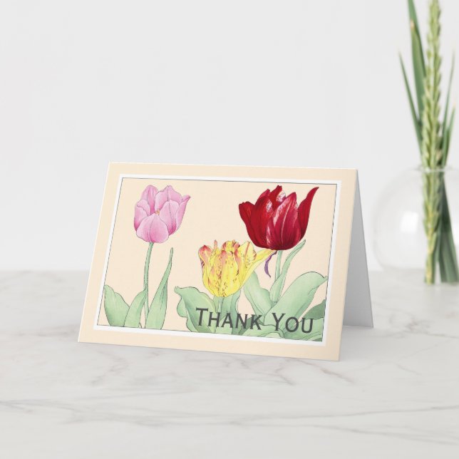 Tulip, Botanicals Note Card - Customise Greeting (Front)