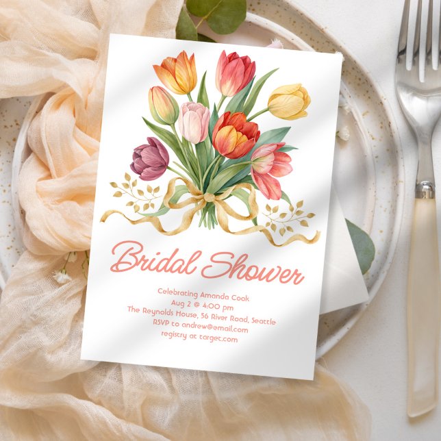 Tulip Bouquet Bridal Shower Invitation (Creator Uploaded)