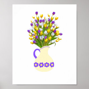 Tulip Bouquet in Yellow vase Poster