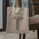 Tulip Bouquet Letter T Floral Monogram Custom Name Tote Bag<br><div class="desc">Charming tote bag showcasing the letter T formed by a colourful array of tulips. Ideal for spring enthusiasts and flower gardeners.</div>