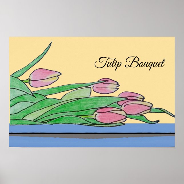 Tulip Bouquet on a Table Poster (Front)