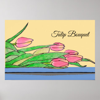 Tulip Bouquet on a Table Poster
