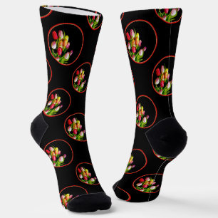Tulip Bouquet Painting Original Garden Flower Art Socks
