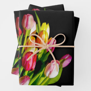 Tulip Bouquet Painting Original Garden Flower Art Wrapping Paper Sheet