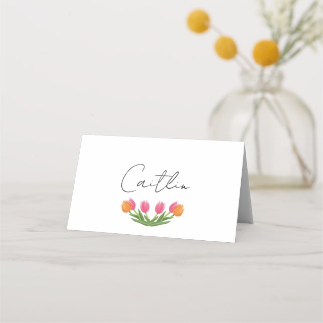 Tulip Bouquet Place Cards (Front)