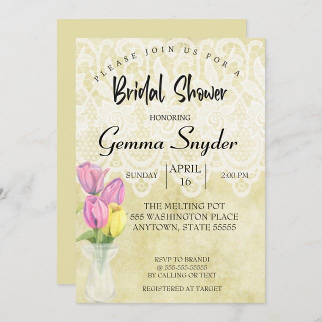 TULIP Bridal Shower invitation, Tulips wedding Invitation (Front/Back)