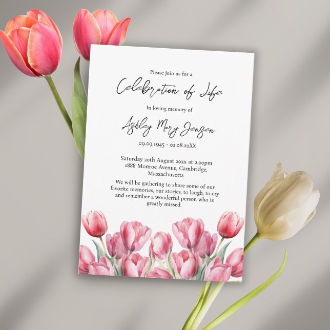 Tulip Celebration of Life Funeral Invitation (Creator Uploaded)