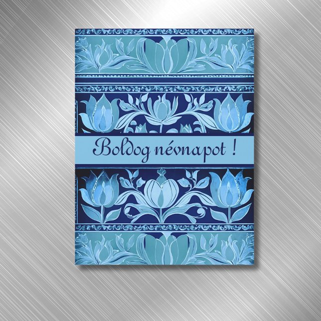 tulip chest  in blues - name day magnetic Card (Creator Uploaded)