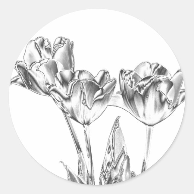 Tulip Chrome Round Stickers (Front)