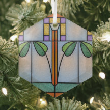 Tulip Craftsman Mission Stained Glass Ornament