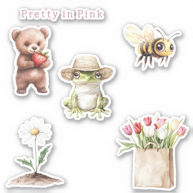 Tulip Daisy Flowers Bear Strawberry Frog Bee (Front)