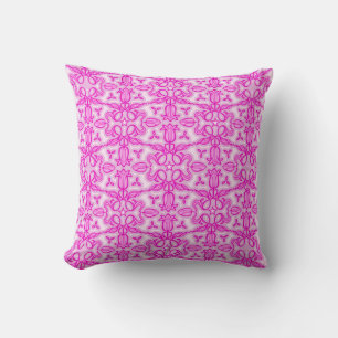 Tulip damask purple pink throw pillow