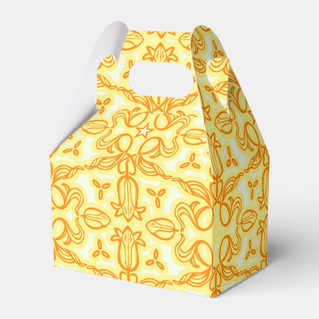 Tulip damask yellow patterned spring or Easter box (Front Side)