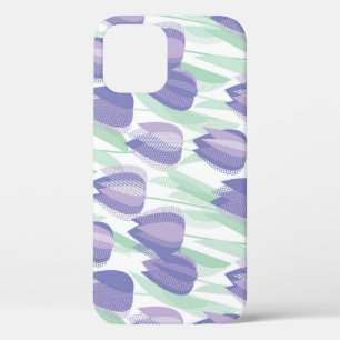 Tulip design: pale violet floral. iPhone 12 case