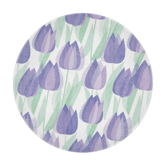 Tulip design: pale violet floral. cutting board (Front)