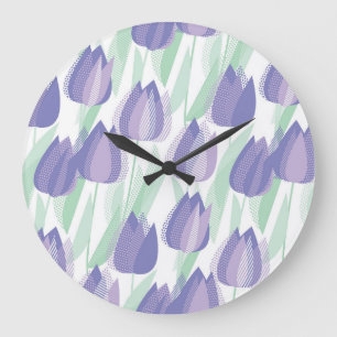 Tulip design: pale violet floral. large clock