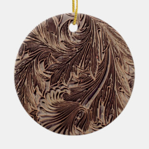 Tulip design printing block, 1875 (carved wood) ceramic ornament