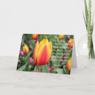 Tulip Easter Card w Bible Verse (Matthew 5:17)