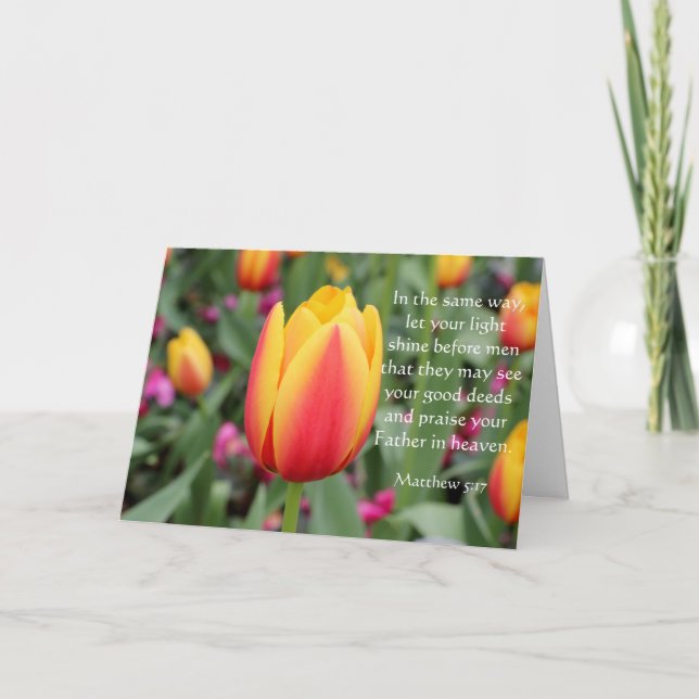 Tulip Easter Card w Bible Verse (Matthew 5:17) (Front)