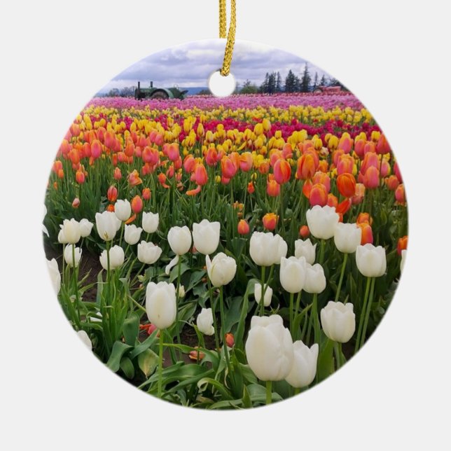 Tulip Farm Ceramic Ornament (Front)
