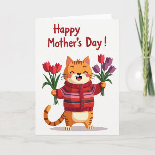 Tulip Feline Mothers Day Card