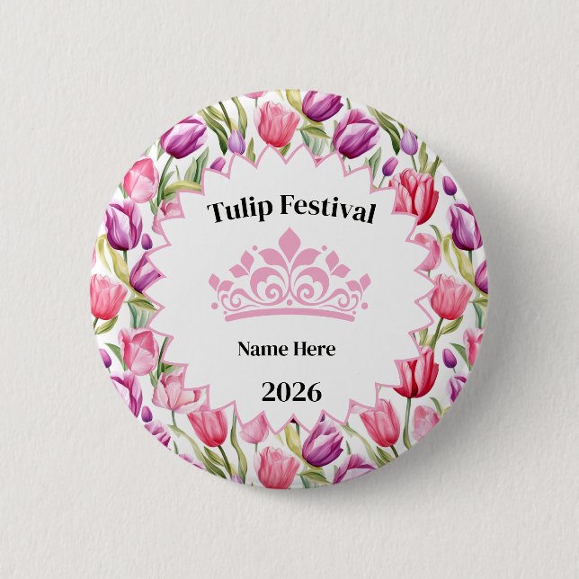 Tulip Festival Royalty Button Pin (Front)
