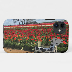 Tulip Field with Toy Cow, Oregon iPhone 11 Case