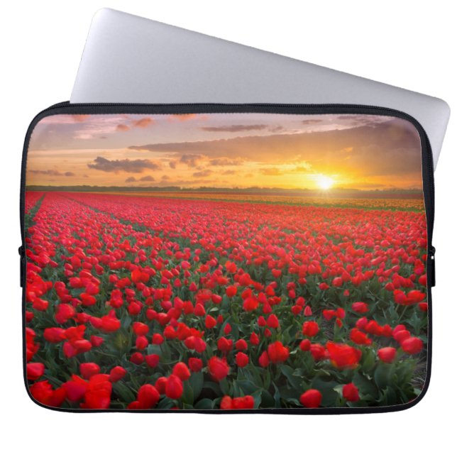 Tulip Fields at Sunset in the Netherlands Laptop Sleeve (Front)