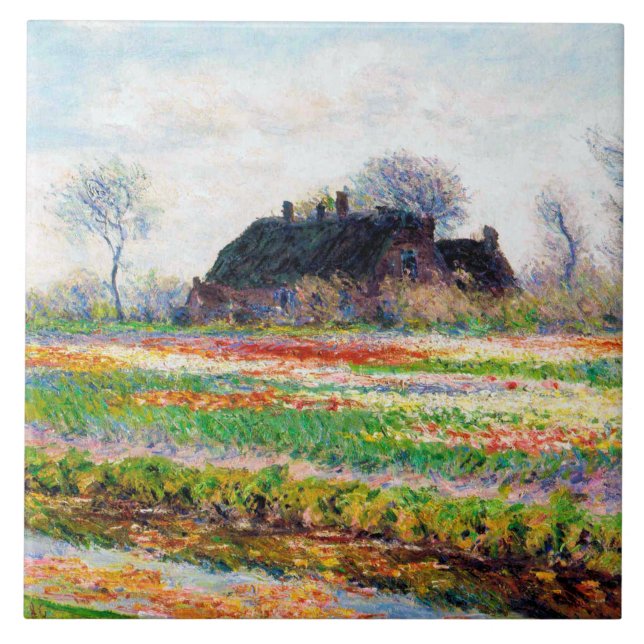 Tulip Fields in the Netherlands, Monet Ceramic Tile (Front)