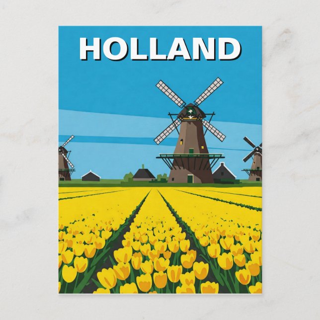 Tulip Fields Windmill Holland Netherlands Postcard (Front)