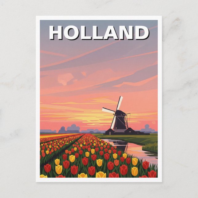 Tulip Fields Windmill Holland Netherlands Postcard (Front)