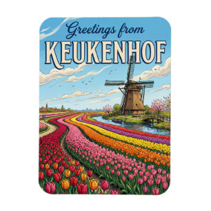 Tulip Fields & Windmills, Lisse Netherlands Magnet