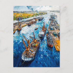 Tulip Fields with Barn and Stream Fantasy Painting Postcard
