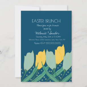 Tulip Floral Easter Dinner Brunch Family Blue Invitation