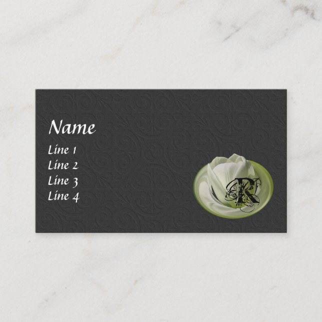 Tulip Floral Monogram Your Initials Business Card (Front)