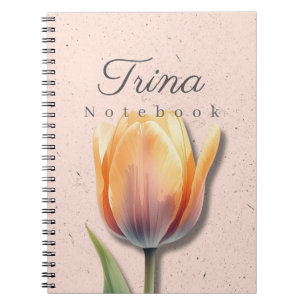 Tulip Floral Notebook Name   Pastel Journal