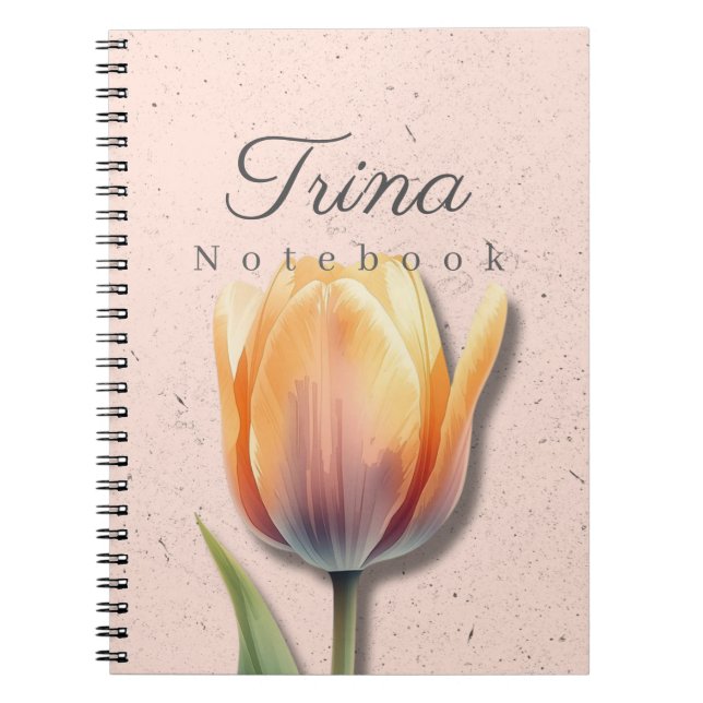 Tulip Floral Notebook Name | Pastel Journal (Front)
