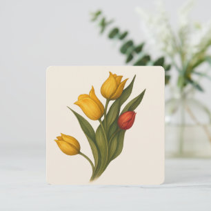 Tulip Florals Flat Card,  Elegant Thoughtful Thank You Card