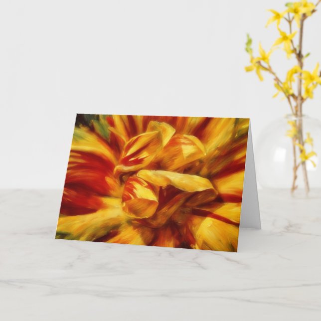 Tulip Flower Floral Art Petals Note Card (Yellow Flower)