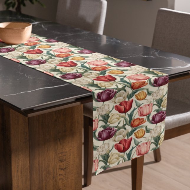 Tulip Flower Floral Easter  Short Table Runner (Creator Uploaded)