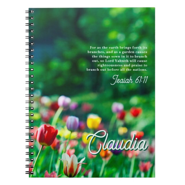 Tulip Flower Garden Bible Scripture Verse Notebook (Front)