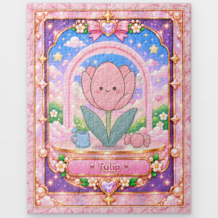 Tulip Flower, Kawaii Art Jigsaw Puzzle