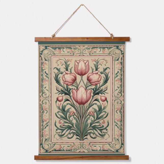 Tulip Flower Mediaeval Hanging Tapestry (Front)