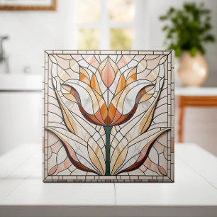 Tulip flower mosaic - Warm Pastels Ceramic Tile