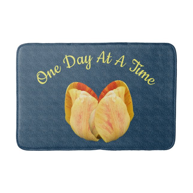 Tulip Flower One Day At A Time Inspirational   Bath Mat (Front)